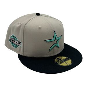 New Era 59Fifty Houston Astros Hat‎ Cap 7 5/8 Stone Black Aqua 2005 World Series